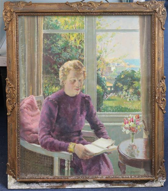 Arthur Hayward, Interior with lady reading a book (-)